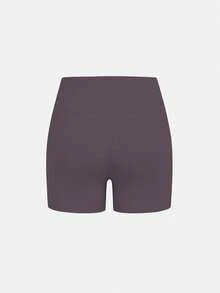 SHEIN Quần short thể thao cho bé gái tuổi teen, màu trơn, kiểu dáng tối giản, cạp chéo, chất liệu co giãn 4 chiều, thích hợp cho đạp xe, chạy bộ và tập luyện. - Bụi tím - Xem 7