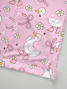 PopScrub Áo thun nữ cổ chữ V tay ngắn in hình hoạt hình chú vịt dễ thương và hoa nơ, kiểu dáng thời trang cho mùa xuân/hè. - trắng - Xem 6