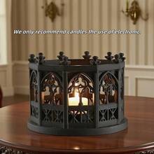哥特复古黑色节日烛台，皇冠造型节日装饰烛台，创意可爱烛台，茶杯造型烛台，桌面装饰品，适用于家居、客厅、新年、生日礼物、季节性展示、节日派对装饰 - 彩色 - 查看 4