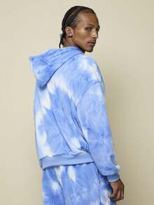 COUREZ 男女通用超大扎染连帽衫 / Y2K 度假穿搭 女装 夏季外出穿搭 可爱度假 - 藍色 - 查看 7