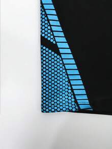 Manfinity Swimmode 男士夏季沙滩撞色抽绳腰泳裤 - 黑色 - 查看 4