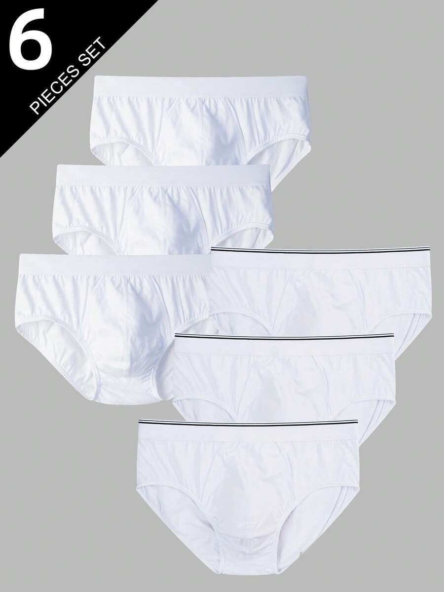 Velminro 6条装男士简约舒适纯棉三角裤 - 白色 - 查看 1