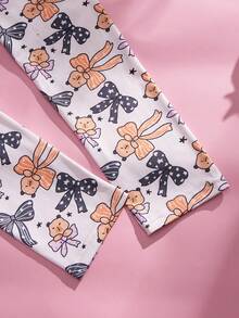 Eraneu 彩色卡通熊和蝴蝶结印花连体衣