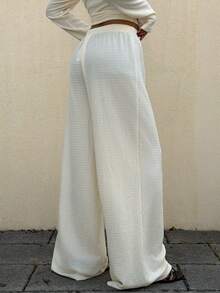 Muchica Women's Casual Apricot Knit Tie-Waist Wide Leg Pants - Apricot - View 2