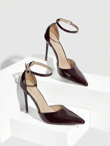 CUCCOO SZL Giày cao gót mũi nhọn màu hồng satin thanh lịch, đa năng cho cả đi làm và hẹn hò, kiểu dáng duyên dáng và tinh tế cho ngày Valentine. - Màu đỏ tím - Xem 2