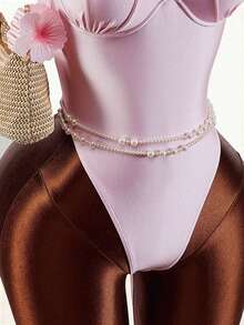 Amplova 1pc Women's Seashell Shaped Cup One-Piece Swimsuit, Satin Shiny Adjustable Strap Backless Sexy Swimwear Vacation Outfit Vacation Outfits Women Holiday Outfits For Women Elegant Women's Beach Swimsuit - Mocha Brown - View 9