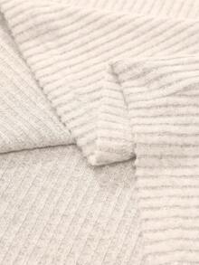 Manfinity Homme 男士休闲日常办公通勤简约拉链装饰罗纹针织T恤，春秋季 - 杏色 - 查看 7