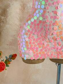 Soleia Đầm nghỉ mát lãng mạn dành cho nữ, đầm ngắn hở lưng đính sequin, thích hợp mặc thường ngày, hẹn hò, ngày Valentine, tiệc trà chiều, đi biển, du thuyền, nghỉ mát thành phố, lễ hội âm nhạc, tiệc tùng, phong cách Boho, Hippie, miền Tây. - Hồng - Xem 7