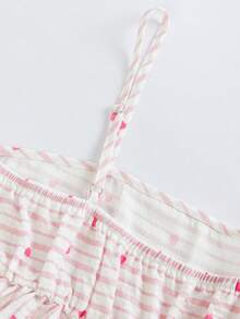 Firerie Kids Firerie Kids Tween Girl Spaghetti Strap Square Neck Striped Summer Camisole Set - Pink - View 9