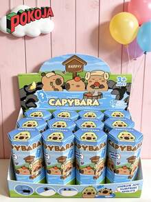 温泉浴卡水豚盲盒，水豚卧姿，色彩缤纷，创意十足，外观设计独特，适合家居、办公室、汽车、桌面、游戏室等场所摆放，亦可作为万圣节装饰、圣诞节装饰品。