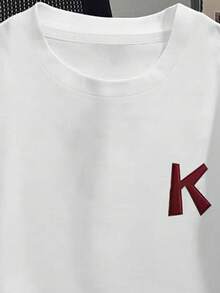 Manfinity Dauomo 男士字母印花圆领休闲宽松T恤 - 白色 - 查看 4