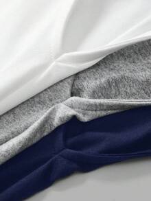 SHEIN BASICS 3件套休闲纯色针织圆领短款女式上衣 - 藏蓝色 - 查看 6