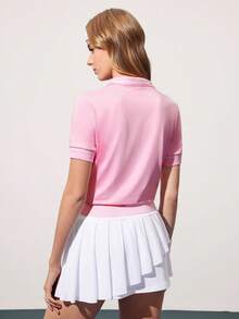 CourtClass 女士休闲运动网球健身短袖Polo衫高尔夫上衣女士粉色网球服女士网球服粉色网球上衣女士Polo衫网球上衣女士女士高尔夫上衣女士Polo衫女士高尔夫上衣女士Polo衫粉色Polo衫女士高尔夫上衣粉色高尔夫服短款Polo衫女士高尔夫上衣 - 粉色 - 查看 2
