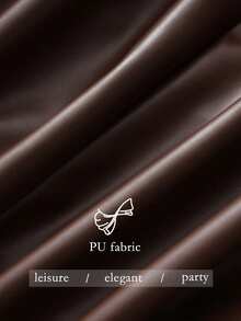 SHEIN PETITE 2pcs/Set Women Black Long Sleeve Fitted Top & PU Skirt - Multicolor - View 3