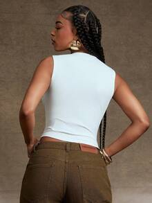 Denimoi Chain Detail Cut Out Sexy Top Concert Festival Clubwear - White - View 3