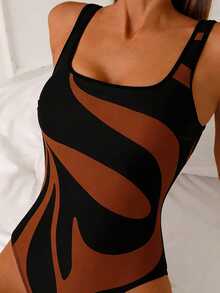 Swim Vcay 女士连体露背泳衣，时尚印花优雅休闲沙滩度假泳装 - 彩色 - 查看 3