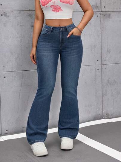 SHEIN Tall 女士低腰纯色修身牛仔裤，带口袋，百搭