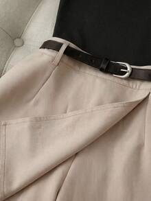 Franclia 两件套：撞色拼接圆领收腰阔腿A字裤裙女装 - 彩色 - 查看 6