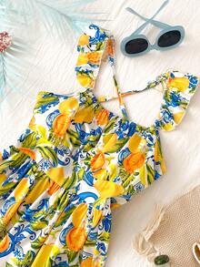 一件式少女水果印花无袖连衣裙，轻盈透气，面料柔软舒适，适合多种场合日常穿着。 - 彩色 - 查看 3