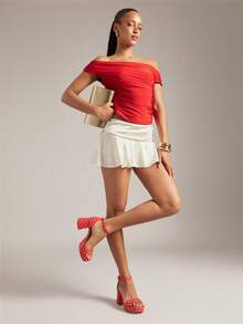 SHUZIA Women's Red Polka Dot Block Heel Ankle Strap Platform Sandals – Graphic, Bold & Stylish Valentine's Day - Red - View 4