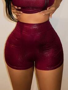 Slaydiva Quần short nữ dáng ôm, họa tiết da báo đỏ, chất liệu PU, phong cách đường phố mùa xuân/hè mới, gợi cảm. Thích hợp cho các dịp lễ, năm mới, hẹn hò, ngày Valentine, tiệc tùng, tụ họp, câu lạc bộ gợi cảm, hộp đêm và các chuyến mua sắm, lễ hội, liên hoan âm nhạc, buổi hòa nhạc, dạo phố. - Màu Đỏ Sâu - Xem 6