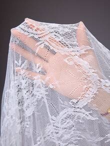 MaterniChic 孕妇纯色简约蕾丝拼接连衣裙，日常穿着 - 白色 - 查看 7