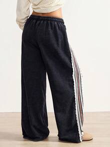 Bohemela 女士休闲纯色针织宽松运动裤 - 黑色 - 查看 7