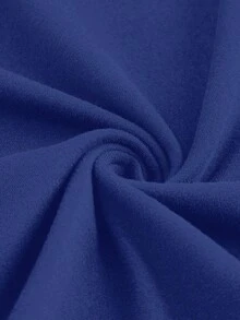 SHEIN EZwear 休闲简约蓝色圆领插肩袖黑色修身女式T恤 - 藍色 - 查看 7