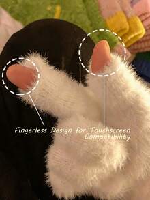 Joivida A Pair Of Winter Gloves, A Cute Smile, Simple Girl Wool And Thickened Gloves, Cold-Proof Knitted Gloves, And Long Plush Warm Gloves, Suitable For Winter Commuting Warmth And Cold Protection, Valentine's Day