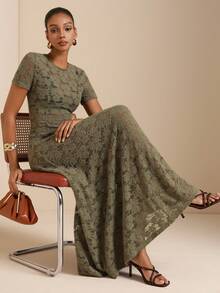 SHEIN Veneréa 女士性感蕾丝束腰连衣裙