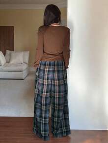 DAZY 2件組女款休閒寬鬆舒適居家服套裝，春季睡衣 - 棕色 - 查看 2