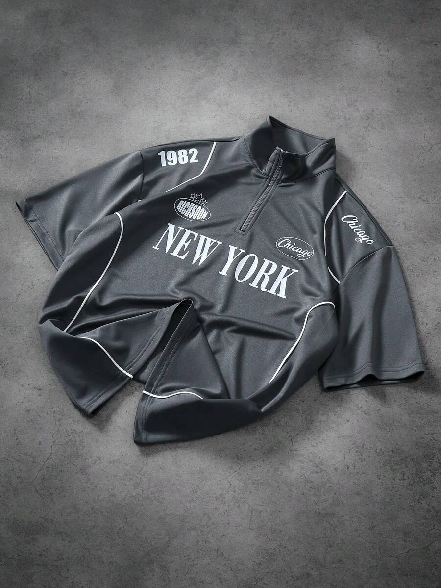 PAVTROS Men's Casual Letter Print Short Sleeve Polo Shirt, Summer - Multicolor - View 1