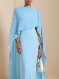 SHEIN Veneréa Abito asimmetrico da donna con scollo a incrocio, senza maniche, di colore blu chiaro