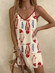 Sylviya 女士休闲印花迷你连衣裙，适合秋冬季穿着