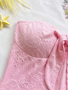 Soleia 女士春夏度假白色针织纹理系带抹胸连体衣，修身性感浪漫，适合派对、约会、情人节、嘉年华、海滩游轮、下午茶等场合。 - 彩色 - 查看 6