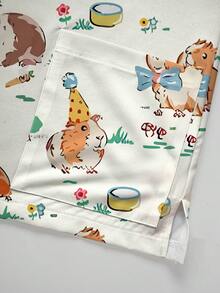 PopScrub Plus Size Summer Uniform Top, Casual Women's Uniform Top With Cute Hamster & Floral Cartoon Print - Multicolor - View 4