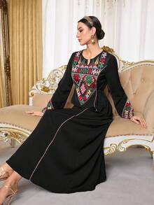 Al Najma Women's Turkish Maxi Dress & Arabic Traditional Abaya - Black - View 1
