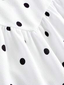 Firerie Kids Firerie Kids Tween Girl Casual Vacation Black & White Polka Dot Halter A-Line Cute Dress - Black and White - View 5