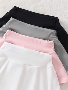 Young Girl 4pcs Leggings With Attached Flared Skirt Pastel Versatile , Matching Warmth Year Round Holiday Essential 2026 - Multicolor - View 3