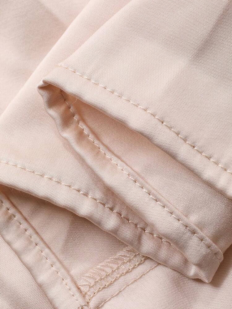 Dazy Plus Contrast Lace Elegant Ruffle Collar Tie Waist Flare Sleeve Long Nightgown, Sexy Sleepwear