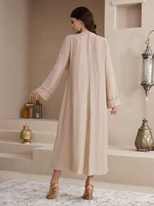 Al Najma Nuevo vestido versátil de uso diario, casual y holgado con bordado floral vintage - Camel - Ver 8