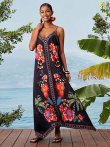 Travachic Vacation Printed Sleeveless Dress For Women