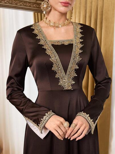 Al Najma Women's Elegant Waist Tie Arabic Style Dress