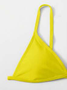 SHEIN Swim Women's Solid Color Sexy Bikini Swimwear Set, Summer Beach - Light Yellow - View 3