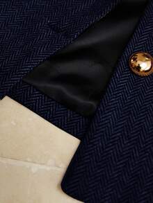 Aveloria Rosie Elegante traje de chaqueta y pantalones con cintura ceñida y mangas abullonadas en espiga - Azul - Ver 7