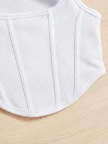 SHEIN 3件組青少年女孩黑白格紋圓領修身短版背心上衣套裝 日常夏季休閒 - 彩色 - 查看 3