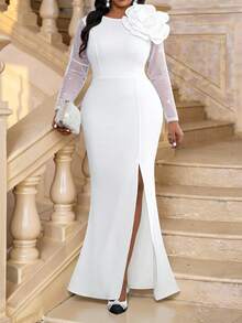 Fleurora Váy dạ hội trang trọng cỡ lớn (được đính nhiều họa tiết) - trắng - Xem 5