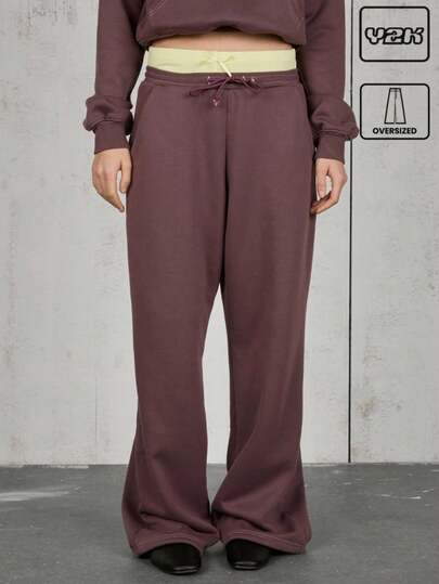 COUREZ Oversized Wide Leg Low Rise Joggers 2 Pieces Set Women Y2K Vintage
