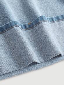 Girlism Jeans de mezclilla azul holgados y con puños para adolescentes - Lavado ligero - Ver 4