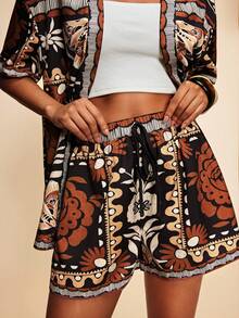 Travachic Bộ đồ nữ đi nghỉ mát, gồm áo kimono tay ngắn và quần short, kiểu dáng thường ngày. - Nhiều màu - Xem 3